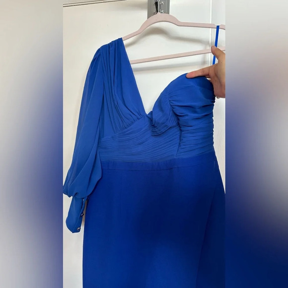 Elle Zeitoune Charles One Shoulder Gown Dress Blue Size Large - Picture 6 of 11